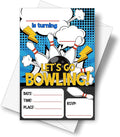 DETIHO 4" x 6" Bowling Birthday Party Invitation Cards With Envelopes - Let's Go Bowling - Fill In Style Party Invitation - 20 Sets - E18