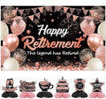 Retirement Party Decorations for Women, Rose Gold Happy Retirement Decorations Banner with 6PCS Honeycomb Centerpiece,5.9 x 3.6Ft,Going Away Party Decorations Coworker Goodbye Party Supplies