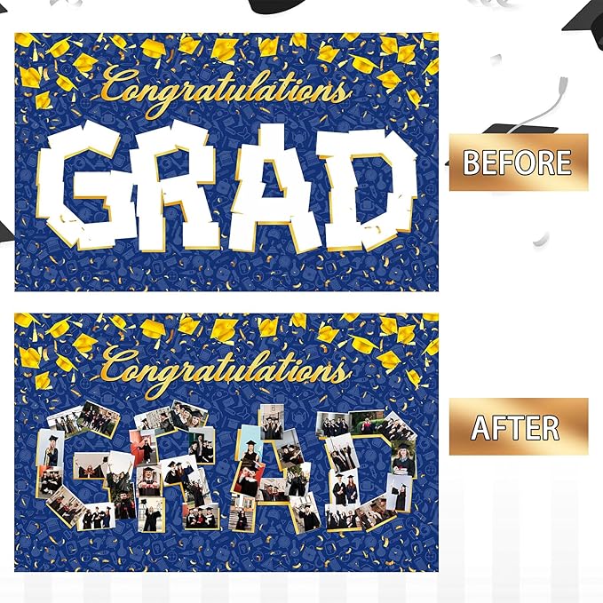 Large Graduation Photo Banner Decorations 72x44 Inch,Graduate Banner for Class of 2026 Ceremony Congratulations Grad School DIY Prom Favors Party Supplies, Picture Backdrop Sign Photography Background