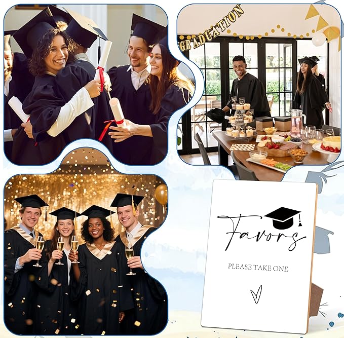 Graduation Favors Bar Sign - Congrats Grad Party Decorations Favors Supplies, Graduation Centerpieces for Tables 2026, 8×11 Wooden Sign with Stand