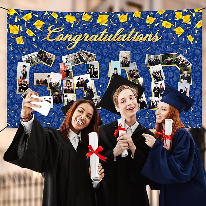 Large Graduation Photo Banner Decorations 72x44 Inch,Graduate Banner for Class of 2026 Ceremony Congratulations Grad School DIY Prom Favors Party Supplies, Picture Backdrop Sign Photography Background