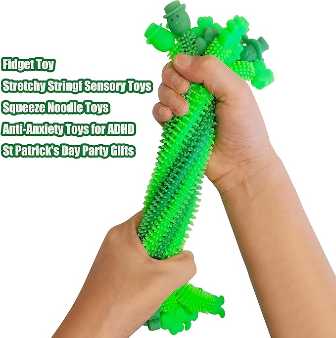 36 Pack St Patrick's Day Stretchy Strings Sensory Fidget Toys Pack Autism Toys Great for Kids Girls Boys Treat Bags Gifts Stress Relief Party Favors Decorations (St Patrick's Day)