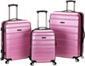 Rockland Melbourne Hardside 3 Piece Expandable Spinner Wheel Luggage Set, (20"/24"/28"), Pink