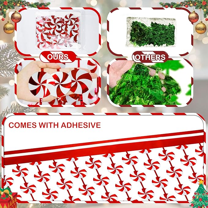 Christmas Party Decorations Candy Cane Foil Fringe Curtains, 2 Pack Red White Christmas Backdrop Photo Booth Prop Streamers for Ugly Sweater Party Xmas Decorations Indoor, 3.3x6.56Ft