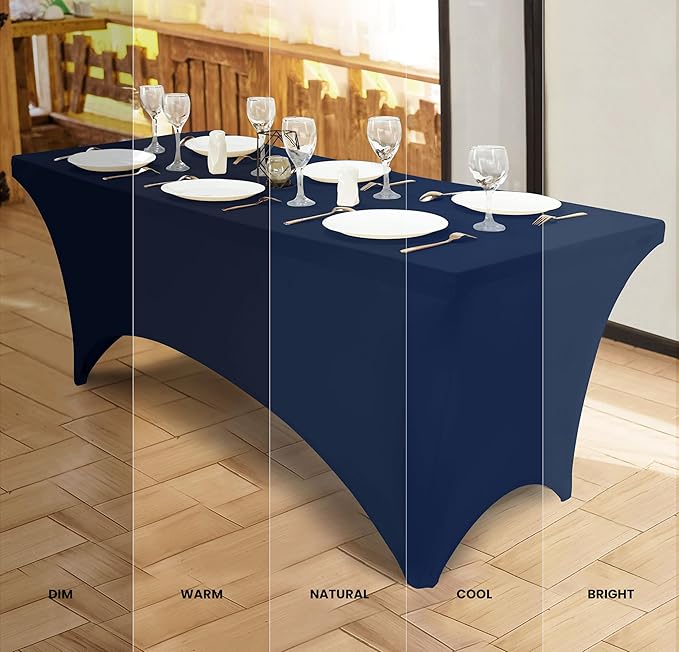 Utopia Kitchen Spandex Tablecloth 2 Pack [6FT, Navy Blue] Tight, Fitted, Washable and Wrinkle Resistant Stretch Table Cloth Rectangle Cover for Trade Show, Weddings & Parties [72Lx30Wx30H Inch]