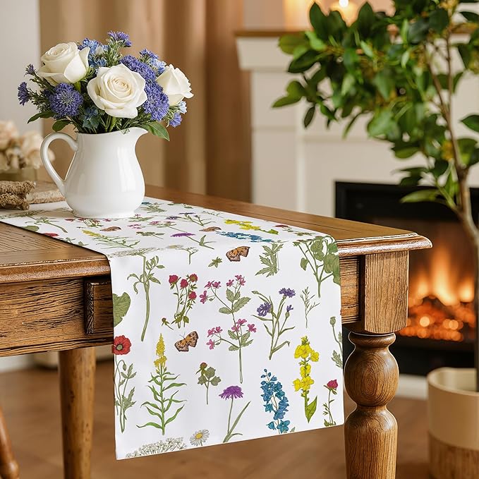 OHOME Spring Decorations for Home - Spring Table Runner - Spring Decor for Indoor Outdoor | Summer Table Decor Party Favors Supplies Banner