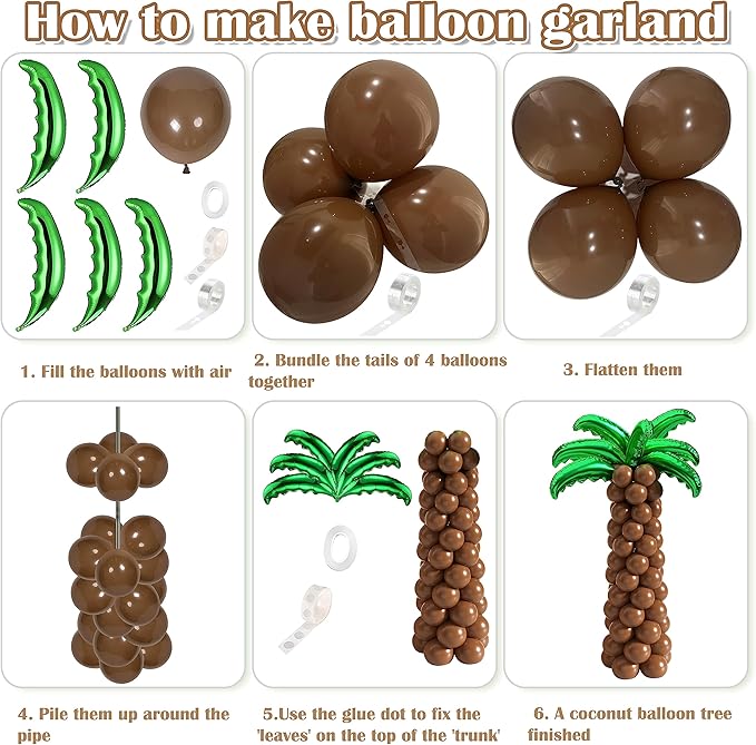 Tropical Luau Balloons Arch Garland Kit Luau Party Decorations with Palm Leaves Flamingo Palm Tree Aloha Foil Balloon Coconut Balloons Set for Tropical Hawaiian Flamingo Party (Aloha-A)