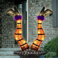 Juegoal Set of 2 Halloween Lighted Wicked Orange Witch Legs with Stakes, 22" Light Up Tinsel Halloween Yard Sign Prop Timer & 8 Modes, Battery Operated for Outdoor Party Haunted House Garden Decor