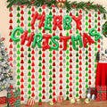 2Pack Christmas Foil Fringe Curtains with Merry Christmas Balloons, 3.3 x 6.6Ft Tree Backdrop Tinsel Photo Booth Props Streamers for New Year Ugly Sweater Xmas Party Decorations Supplies