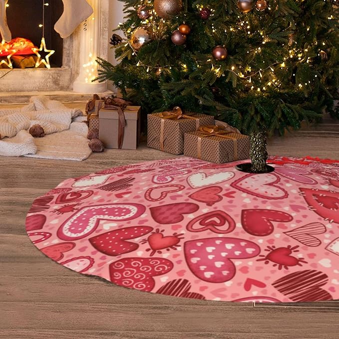 Valentine's Day Tree Skirt Xmas Tree Mat Christmas Tree Ornaments Decorations Holiday Party Indoor Outdoor 36"