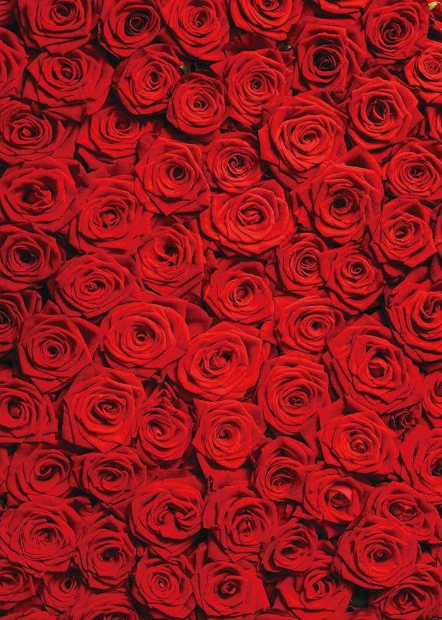 RUINI Red Rose Floral Wedding Photography Backdrop Rose Wall Valentines Day Wedding Bridal Shower Party Decorations Banner 5x7FT