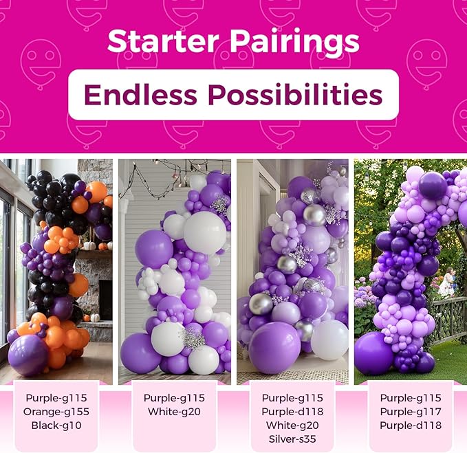 Bezente Purple Balloons Latex Party Balloons - 150 Pack 5 inch Matte Small Purple Helium Balloons for Birthday Wedding Bridal Shower Halloween Party Decorations