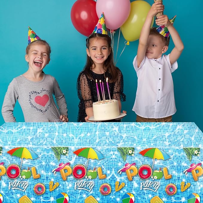 3Pcs Pool Party Decorations Tablecloth, Life is Better at The Pool Tablecloth Disposable Summer Pool Party Decorations Table Cover