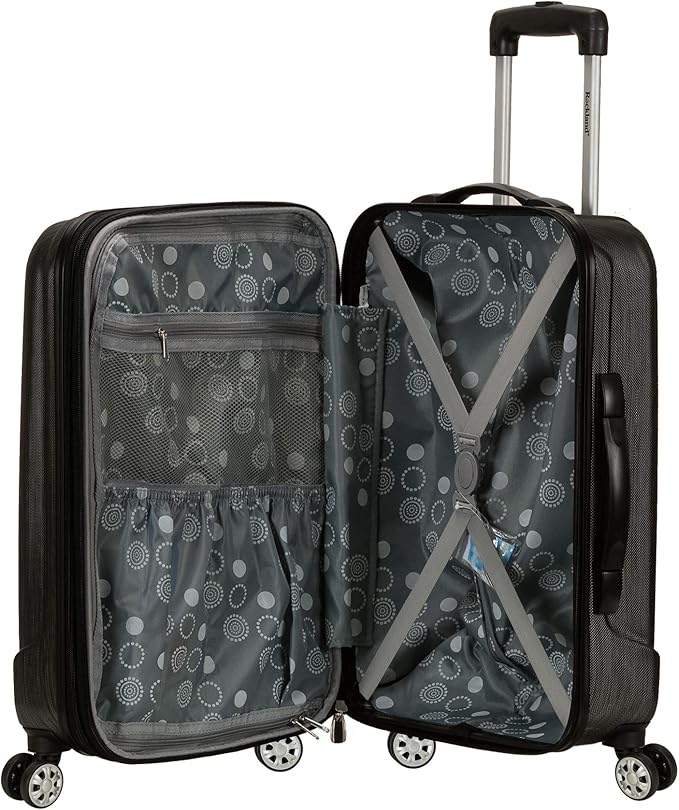 Rockland Melbourne Hardside Expandable Spinner Wheel Luggage, Carry-On 20", Metallic
