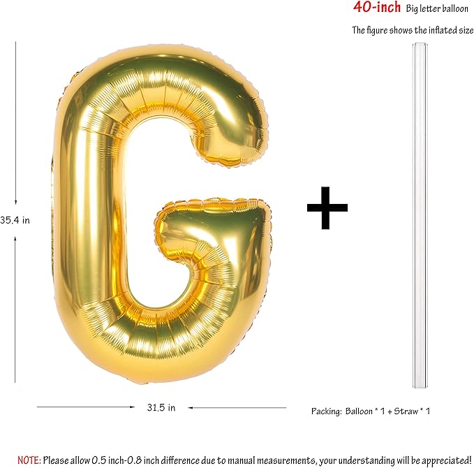 Letter Balloons 40 Inch Giant Jumbo Helium Foil Mylar for Party Decorations Gold G
