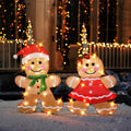 Dazzle Bright Christmas Outdoor Decorations Yard, 2-Piece Lighted 2D Gingerbread Man with 50 L, 23 Inch Pre-Lit Light Up Gingerbread Man, Xmas Festive Holiday Front Garden Patio Yard Lawn Display