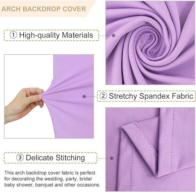 Arch Backdrop Cover Set of 2 Lavender 6FT 7.2FT Wedding Arch Cover for Arch Cover Set of 2 Balloon Arch Backdrop Cover for Parties