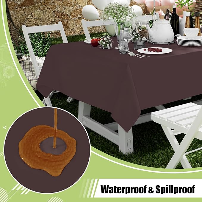 Smiry Disposable Table Cloth - 10 Pack, 54 x 108 Inch Waterproof Rectangle Tablecloths for Parties, Decorative Plastic Table Cover, Leakproof & Sturdy, Coffee