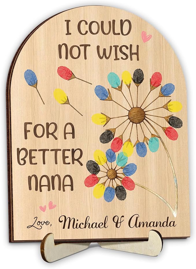 Personalized Gifts for Grandma, Nana, Fingerprint Sign with Paints, DIY Art Craft Family Keepsake, Grandma Presents for Birthday, Mothers Day, Valentine’s Day, Thanksgiving, Home Decorative Plaque