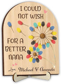 Personalized Gifts for Grandma, Nana, Fingerprint Sign with Paints, DIY Art Craft Family Keepsake, Grandma Presents for Birthday, Mothers Day, Valentine’s Day, Thanksgiving, Home Decorative Plaque