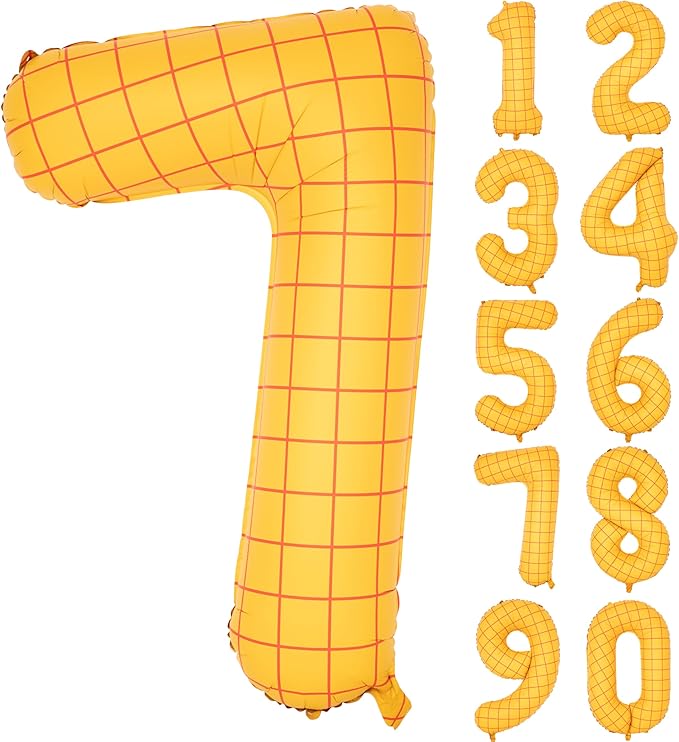 40" Matte Yellow Balloons Toy Inspired Story Theme party Supplies, Number Birthday Decoration, Cowboy Decorations Western, Cowgirl Party Balloon Digital 7