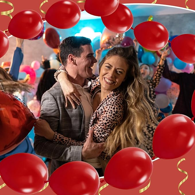 Link Balloons 12 Inch - 100 Pcs Quick Link Balloon Latex Linking Balloons Connected Linkable Balloon Birthday Wedding Party Decorations(Red)