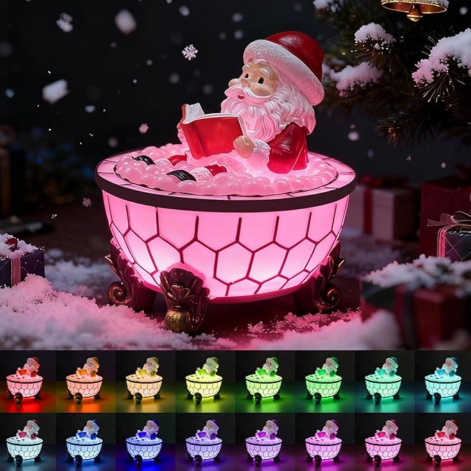 Christmas Santa Claus Bubble Bath Lamp, Creative Halloween Light, Santa Claus Bubble Bath Light, LED Night Light for Bathroom Decor, Christmas-Themed Bathtub Lamp for Halloween Party