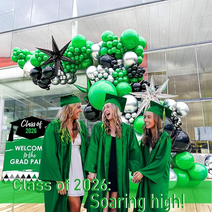 Winter Merry Christmas Green and black silver Balloon Garland Arch Kit 121PcS with Star foil Balloons for birthday baby shower 2026 graduation anniversary Decorations (Green Black)