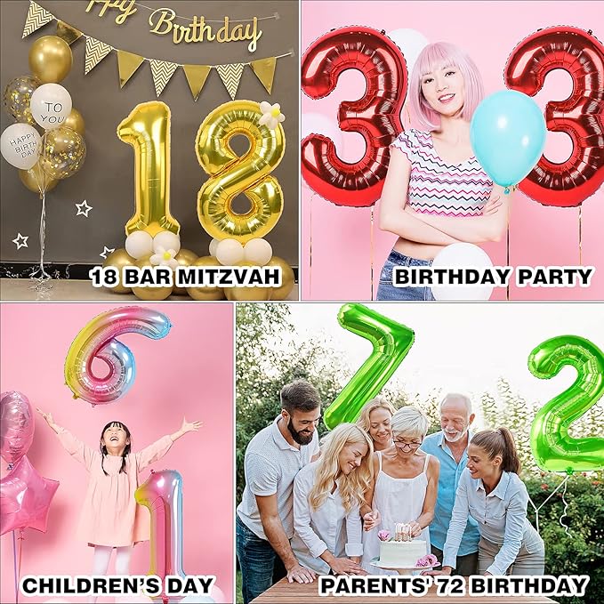 Smlpuame 40 inch Number Balloon 0-9 Red Large Number 25 Balloons,Digital Balloons for Birthday Party Celebration Decorations Supplies, Helium Foil Number Balloons for Wedding Anniversary