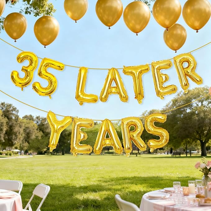 Gold 35 Years Later Letter Balloons 16in Balloon Foil Letter Decorations Party Decor Gold Letter Balloons 35 Years Later Party Supplies