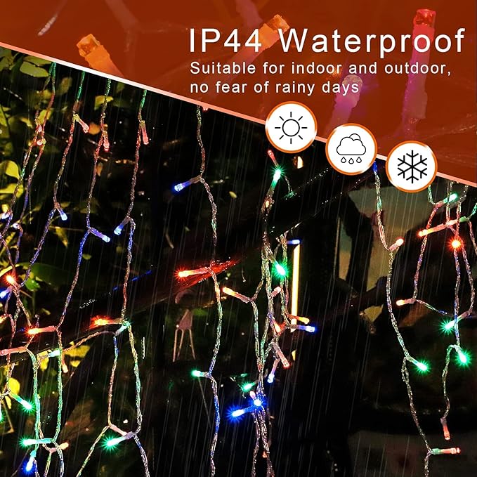 FUNIAO (New Christmas Decoration Lights, 320 LED Waterproof String Lights with Star Topper, 8 Light Modes for Christmas Tree Decoration, Holiday, Wedding (Multicolor)