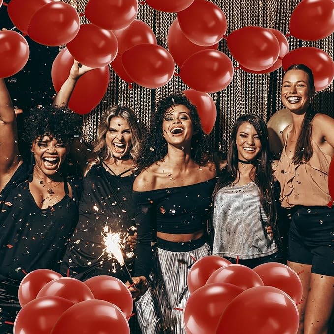 Link Balloons 6 Inch - 100 Pcs Quick Link Balloon Latex Linking Balloons Connected Linkable Balloon Birthday Wedding Party Decorations(Dark Red)