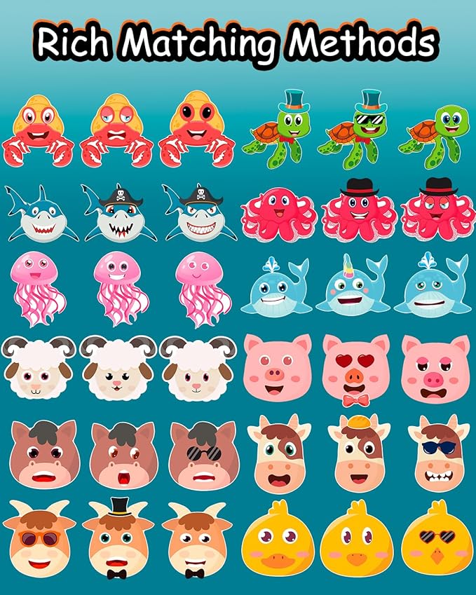 36 Sheets Stickers for Kids Toddlers Party Favors, Mixed Animals Make a Face Stickers Goody Bag Stuffers, Crafts for Kids Activities Classroom Supplies School Teacher Must Haves