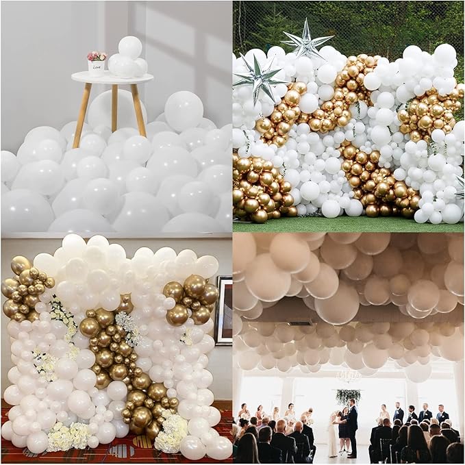 Matte White Balloons Cream Latex Balloon 5 10 12 18inch Different Sizes 103pcs White Balloons Kit for Kids Birthday Party Decoration Baby Shower Wedding Annversary Holiday