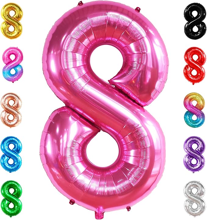 KatchOn, Giant Hot Pink 8 Balloon Number - 40 Inch | Hot Pink 8th Birthday Balloon for 8th Birthday Decorations | Number 8 balloon Birthday Party | Number Balloons for Anniversary Decorations