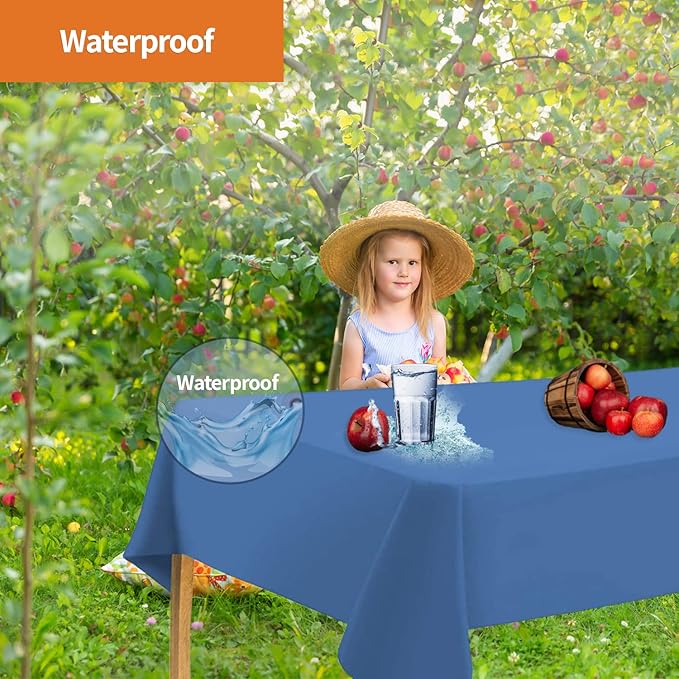 Blue Disposable Plastic Tablecloth for Rectangle Tables (12 Pack) Premium Decorative Table Cloths for Parties, Events & Weddings, Indoors & Outdoors, 54 x 108 inches, Plastic Table Cover