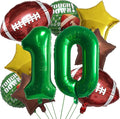 Football Balloons Foil Football Birthday Decorations Balloons Green Number 10 Balloon Gold Brown Star Touchdown Ballons for Rugby Birthday Decorations Sports Ballons Arch Kits Party Balloon Sets 10pcs