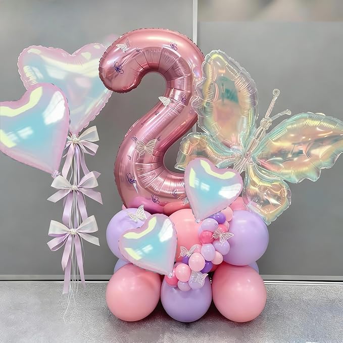 Iridescent Heart Balloons, 9PCS 18Inch Transparent Laser Heart Foil Balloon Large Gradient Crystal Iridescent Colorful Balloon for Birthday Wedding Easter Rainbow Mermaid Fantasy Theme Party Decor