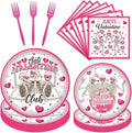 Rakuto Valentines Day Plates and Napkins Party Decorations, 96PCS Anti Valentine's Day Paper Plates and Napkins Decor, Galentines Anti Valentine Club Themed Forks Decoration for Home Wedding
