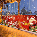 Merry Christmas Banner 79x18 Inches Santa Sleigh and Reindeer Christmas Fence Banner Outdoor Holiday Backdrop for Yard Wall Christmas Door Decorations Large Winter Backdrop Outdoor Display