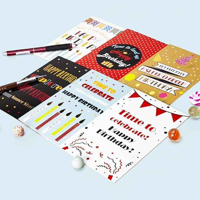 Mr. Pen- Birthday Cards with Envelopes, 20 Pack, 4" x 6", Assorted Color with Gold Foil, Blank Inside, Greeting Cards Birthday
