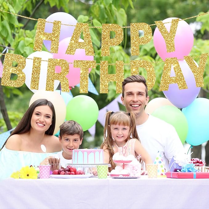116 Pcs DIY Glitter Custom Banner Kit - Customize with 111 Letters and Numbers, 3 Rope, 2 Threading Devices for Graduation, Birthday Decor (Golden)