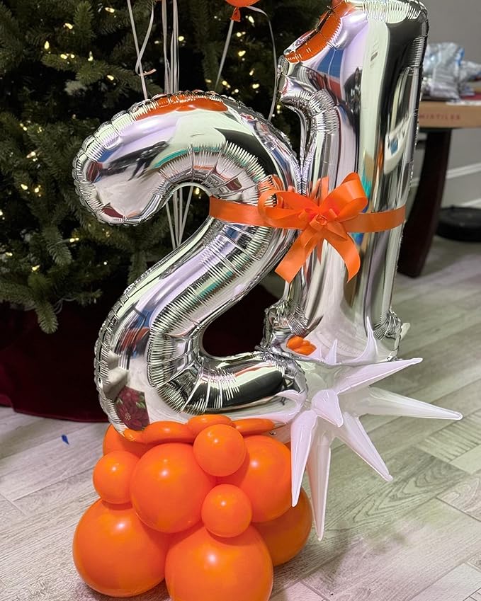 Silver Number 2 Balloon 40 Inch, 2nd Birthday Decoration for Toddlers Girls Boys, Sparkling 2 Number Balloon Party Decor