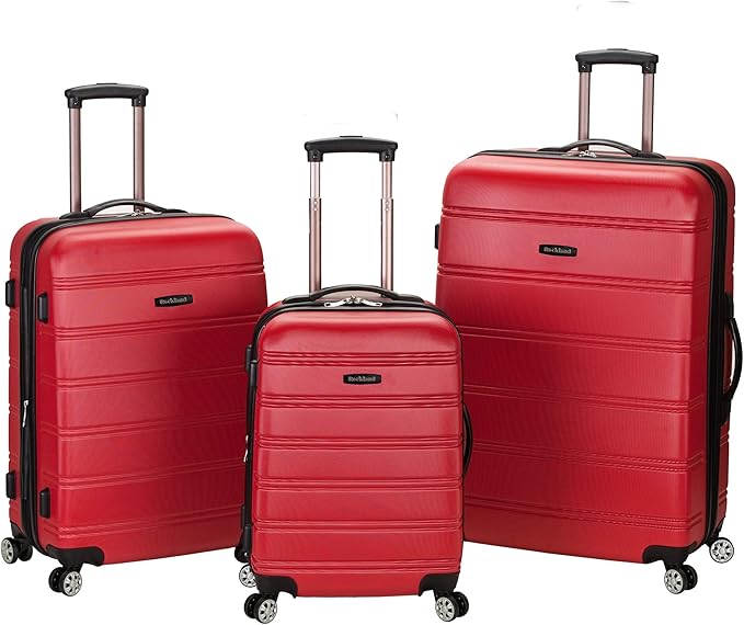 Rockland Melbourne Hardside 3 Piece Expandable Spinner Wheel Luggage Set, (20"/24"/28"), Red