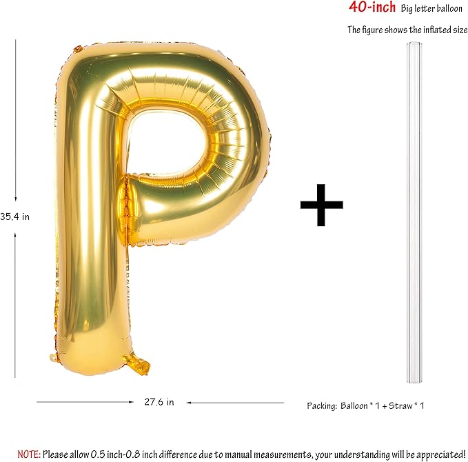 Letter Balloons 40 Inch Giant Jumbo Helium Foil Mylar for Party Decorations Gold P