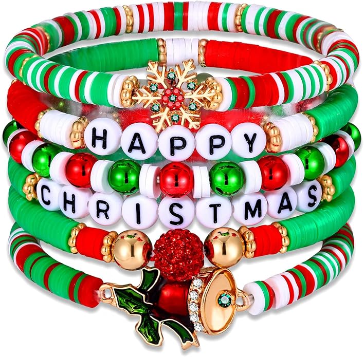 Surfer Heishi Bracelets for Women Stackable Rainbow Vinyl Disc Clay Beaded Stretch Bracelets Elastic Layering Friendship Bracelets Boho Summer Beach Jewelry