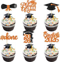 Gyufise 24Pcs 2026 Graduation Cupcake Toppers Orange Glitter Congrats Class of 2026 Done Diploma Grad Cap Cupcake Picks So Proud of you Cake Decoratiosn for 2026 Graduation Theme Party Supplies