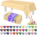 Grandipity 12 Pack Premium Disposable Plastic Tablecloth 54 Inch. x 108 Inch. Decorative Rectangle Table Cover - Ivory