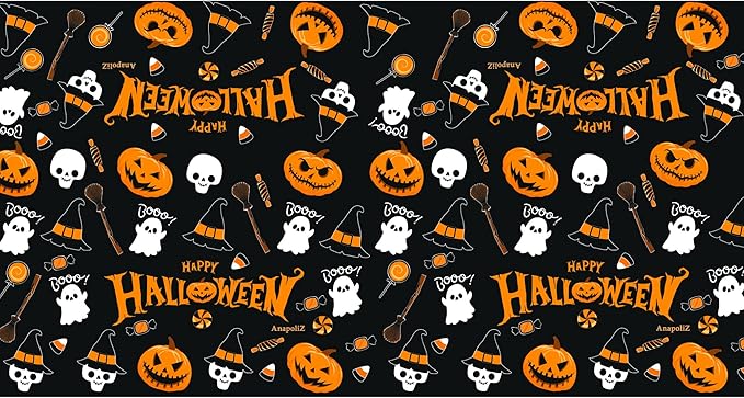 AnapoliZ Halloween Plastic Tablecloth | 3 Pcs Pack (54' x 102') | Rectangular Table Cover | Pumpkin, Witches Decoration | Party Tablecover