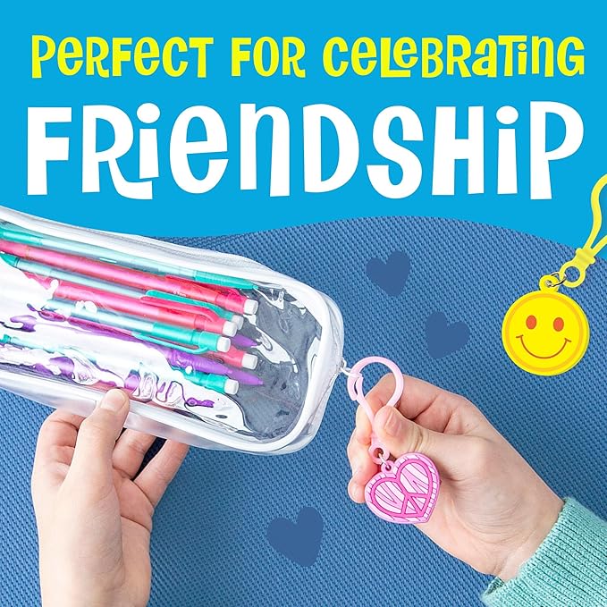 Peaceable Kingdom Valentines Box for Kids, Valentines Day Box Kit for Valentines Cards for Kids Classroom - Backpack Charm Valentines